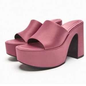 BARBIE X ZARA LIMITED EDITION FABRIC PLATFORM SLIDES Size 36EU